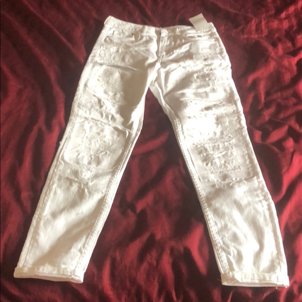 Ankle skinny high waist destroyed white jeans